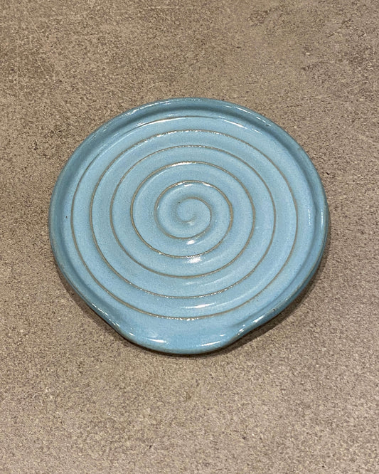 Grydeske-holder Lyseblå spiral