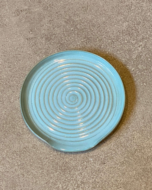 Grydeskeholder -  Lyseblå spiral